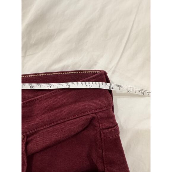 Mother The Tripper Ankle Fray Jeans Burgundy Women's 28 Straight Leg Raw Hem - Picture 16 of 16